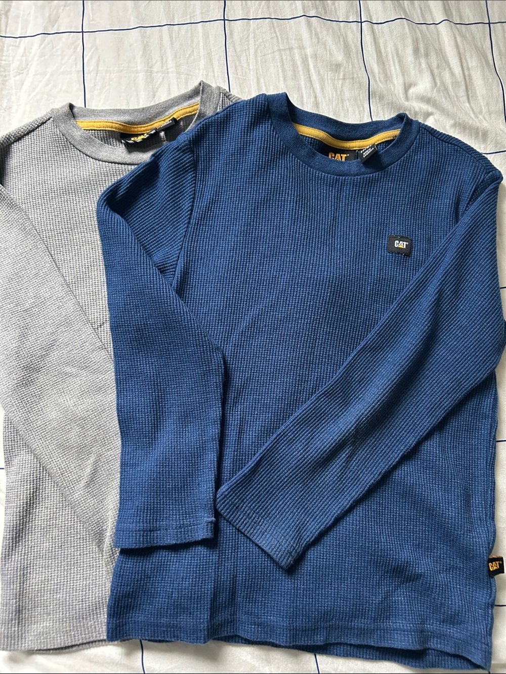 6-7 year old Kids Caterpillar Boys Blue and Gray Thermal Long Sleeve Tops
